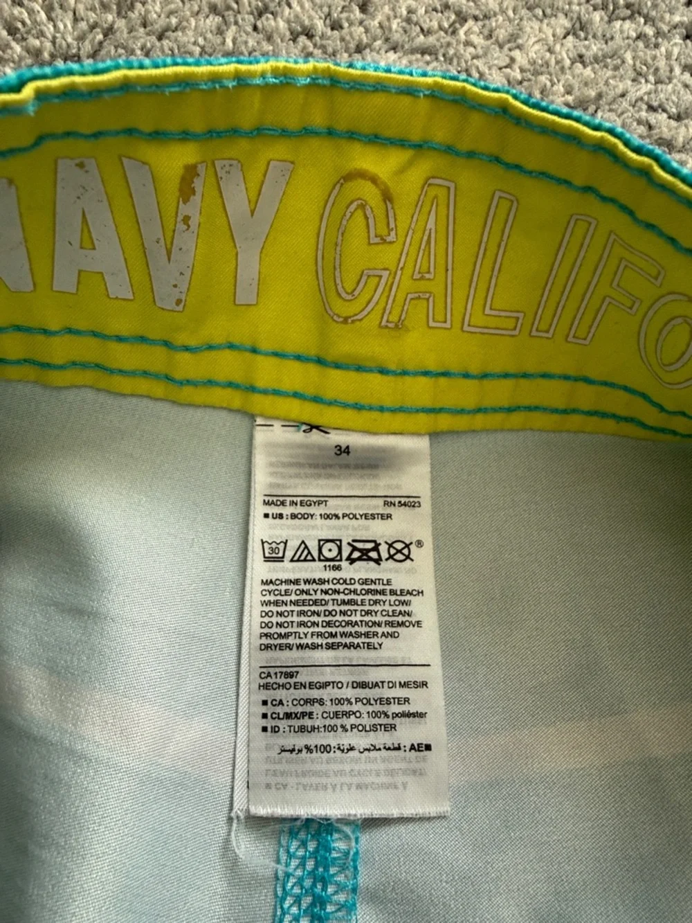 Old Navy | Striped Teal, Yellow & Light Blue Swim Board Shorts